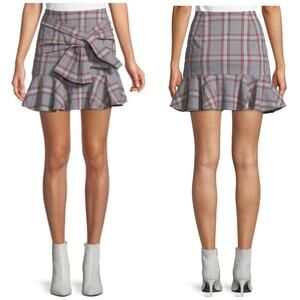 Veronica Beard Draped Flounce Picnic Plaid Mini Skirt Size 4